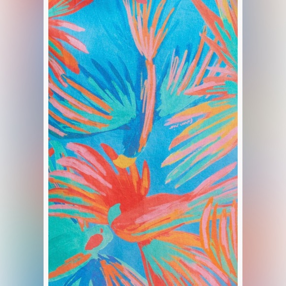 NWT $165 FARM Rio Painted Birds Cotton Cover-Up Dress, BLUE MULTI, Large! - Picture 6 of 6